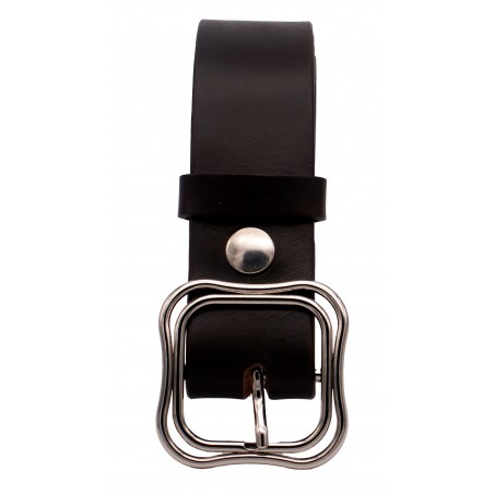 Ceinture Marron foncé 4 cm boucle Double 52