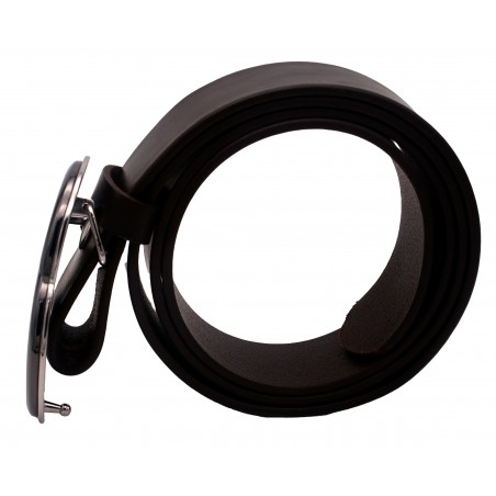 Ceinture Marron Foncé classique 4 cm Boucle Double anneau couleur noir 51