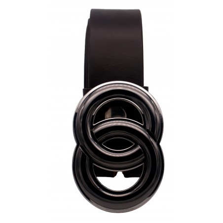 Ceinture Marron Foncé classique 4 cm Boucle Double anneau couleur noir 51