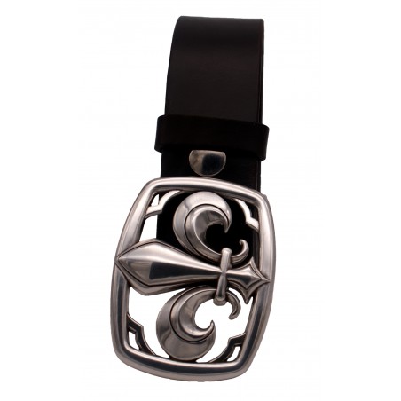 Ceinture Marron Foncé classique 4 cm boucle fleur de lys 28