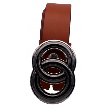 Ceinture Camel classique 4 cm Boucle Double anneau noir 51