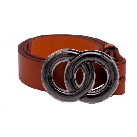 Ceinture Camel classique 4 cm Boucle Double anneau noir 51