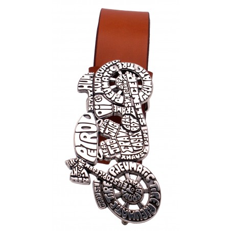 Ceinture Camel classique 4 cm Boucle Moto vintage 55