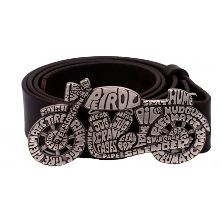 Ceinture Marron Foncé classique 4 cm boucle Moto Vintage 55