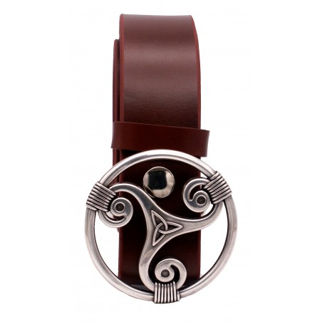 Ceinture Cognac 4 cm boucle Triskel 29