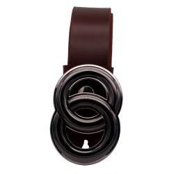 Ceinture Cognac 4 cm boucle Double anneau noir 51 2