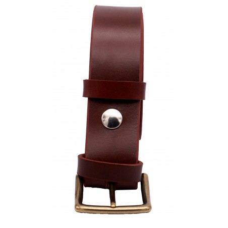 Ceinture Cognac 4 cm boucle Laiton 53