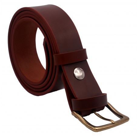 Ceinture Cognac 4 cm boucle Laiton 53