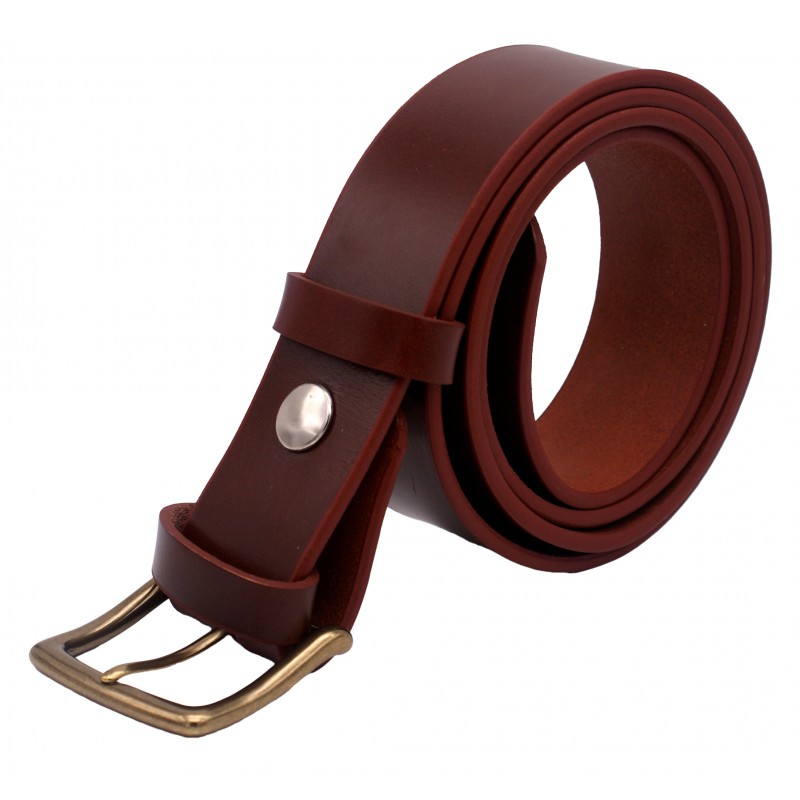 Ceinture Cognac 4 cm boucle Laiton 53