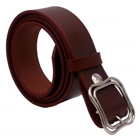 Ceinture Cognac 4 cm boucle Double 52