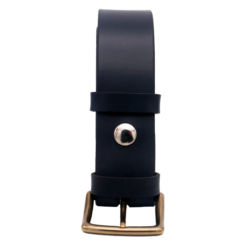Ceinture artisanale en cuir Bleu marine 4 cm...