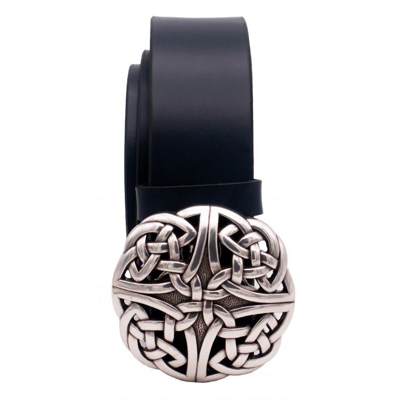 Ceinture artisanale en cuir Bleu marine 4 cm...