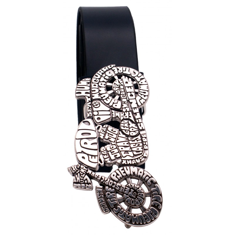 Ceinture artisanale en cuir Bleu marine 4 cm...