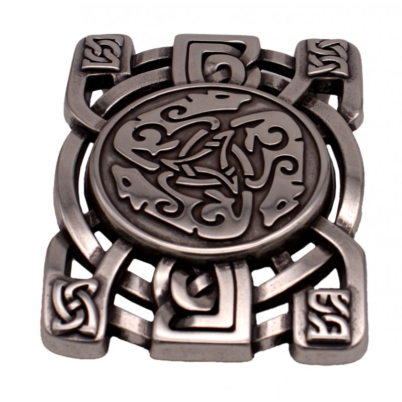 Boucle de ceinture Rectangle 3 loups celtiques 30
