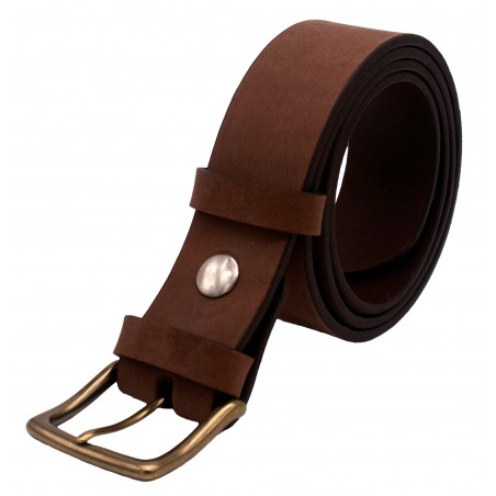 Ceinture artisanale en cuir Old river 4 cm boucle en laiton massif 53