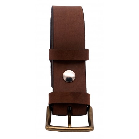 Ceinture artisanale en cuir Old river 4 cm boucle en laiton massif 53