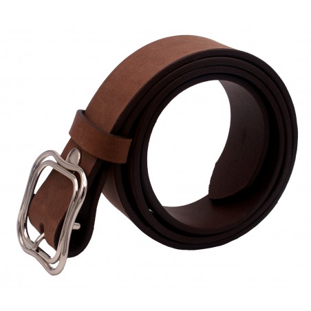 Ceinture artisanale en cuir Old river 4 cm boucle double argenté 52