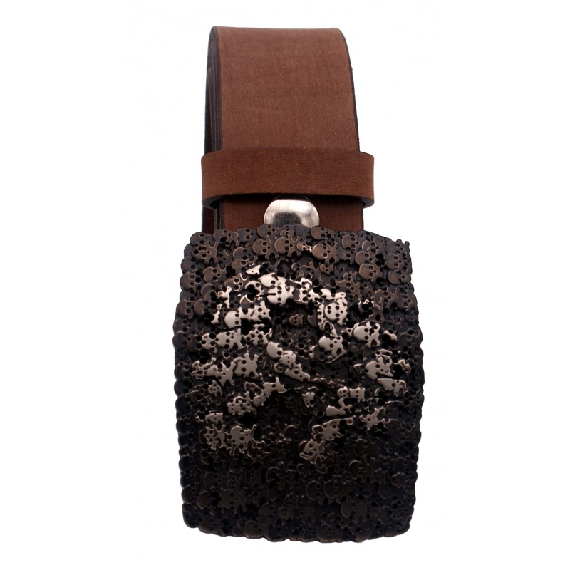 Ceinture artisanale en cuir Old river 4 cm...