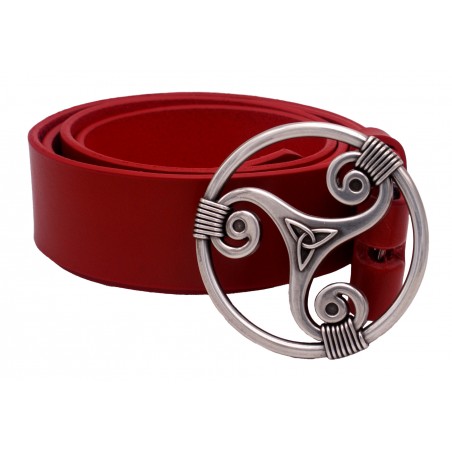 Ceinture artisanale en cuir Rouge 4 cm boucle TRISQUEL 29