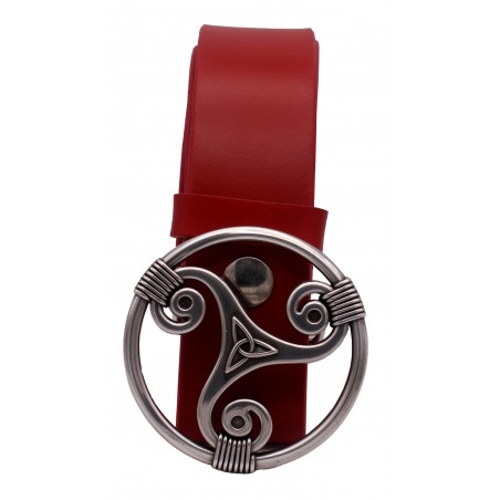 Ceinture artisanale en cuir Rouge 4 cm boucle TRISQUEL 29