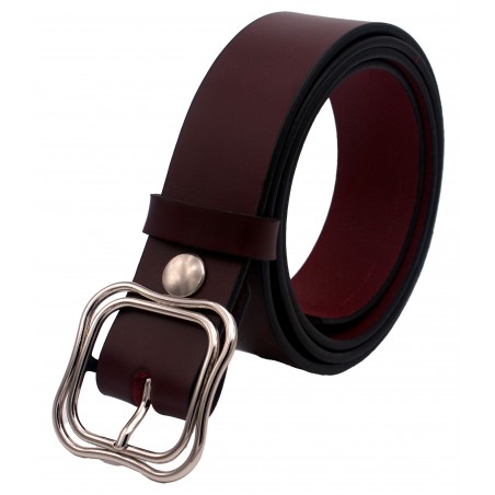 Ceinture Bordeaux 4 cm boucle double 52