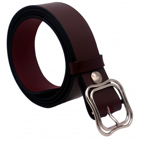Ceinture Bordeaux 4 cm boucle double 52