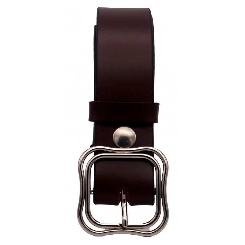 Ceinture Bordeaux 4 cm boucle double 52