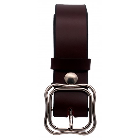Ceinture Bordeaux 4 cm boucle double 52