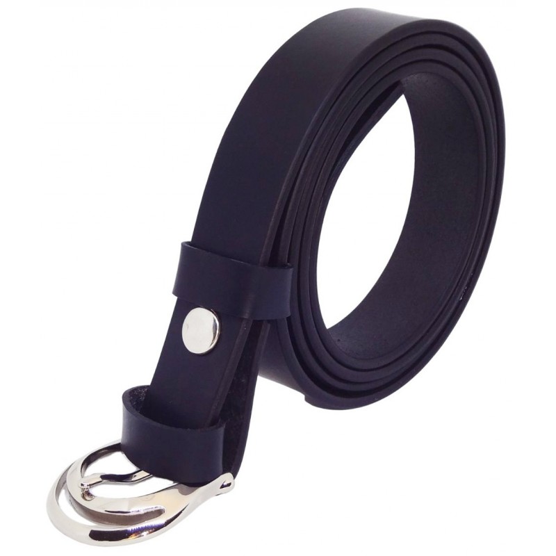 Ceinture en cuir noir 2,5 cm boucle 1