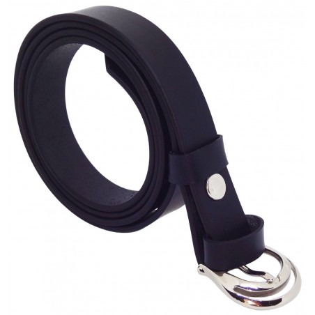 Ceinture en cuir noir 2,5 cm boucle 1