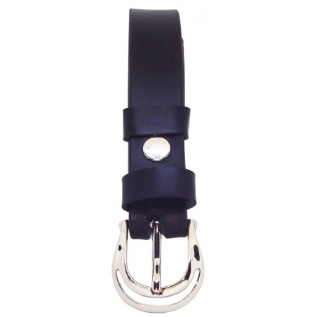 Ceinture en cuir noir 2,5 cm boucle 1