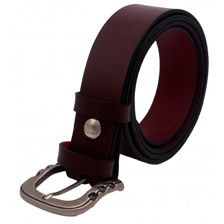Ceinture Bordeaux 4 cm boucle vieilli 54