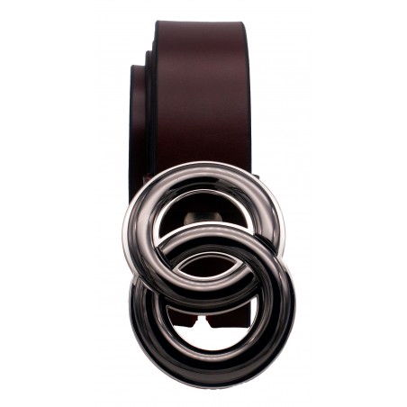 Ceinture Bordeaux 4 cm boucle double anneau 51