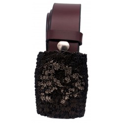 Ceinture Bordeaux 4 cm boucle tête de mort 50 2