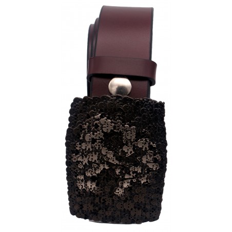 Ceinture Bordeaux 4 cm boucle tête de mort 50