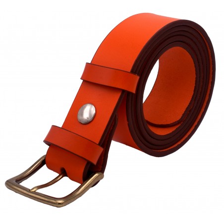 Ceinture Orange 4 cm boucle laiton 53