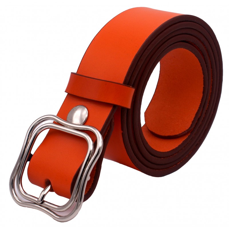 Ceinture Orange 4 cm boucle Double 52