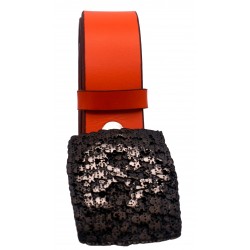 Ceinture Orange 4 cm boucle Tête de mort 2