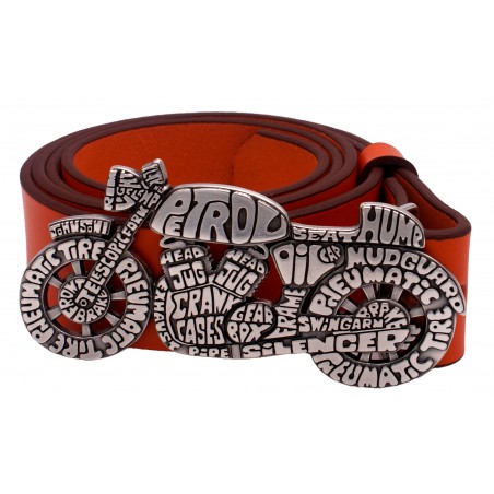 Ceinture Orange 4 cm boucle moto vintage 55