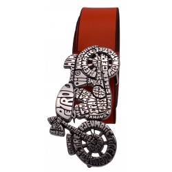 Ceinture Orange 4 cm boucle moto vintage 55 2