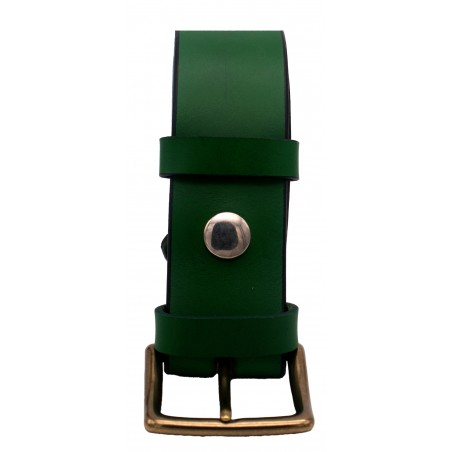 Ceinture en cuir Vert Forêt 4 cm boucle laiton 53