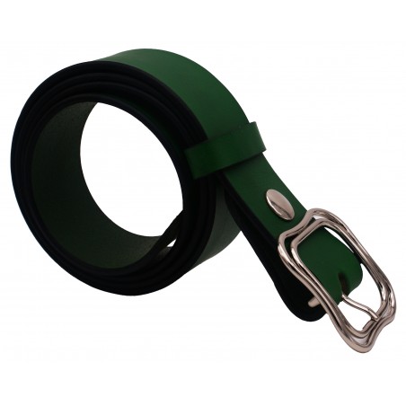 Ceinture en cuir Vert Forêt 4 cm boucle double 52