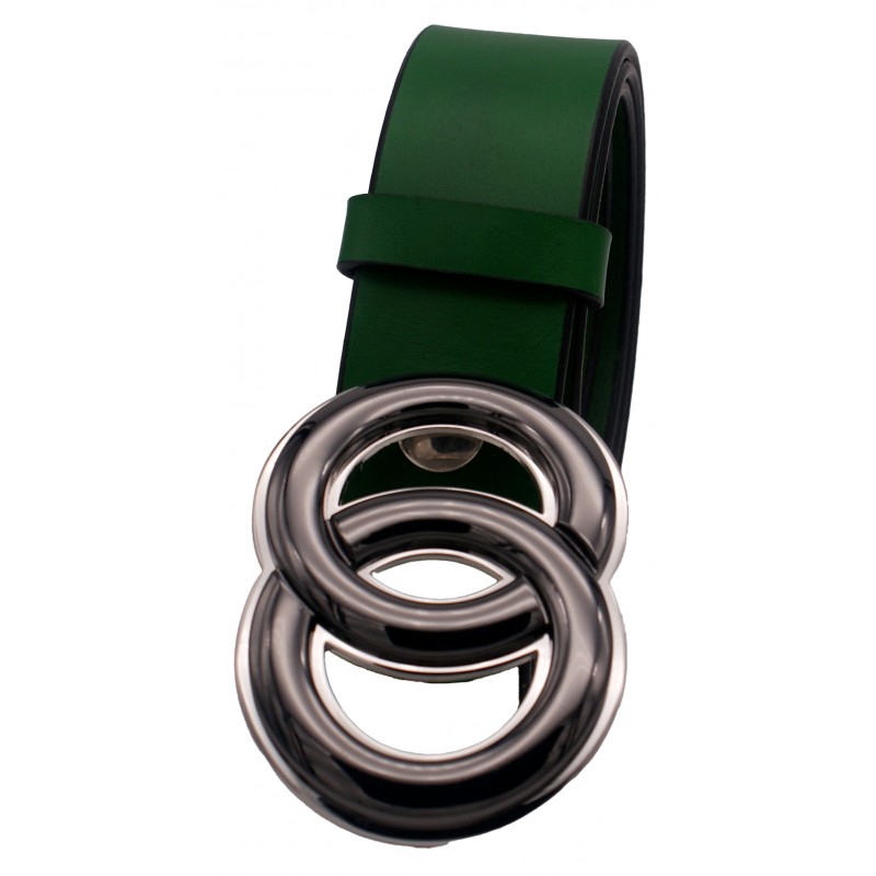 Ceinture en cuir Vert Forêt 4 cm boucle double...