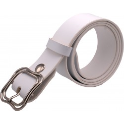 Ceinture artisanale en cuir blanc 4 cm boucle double 52 2