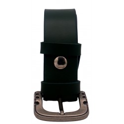 Ceinture artisanale en cuir Vert olive 4 cm boucle... 2