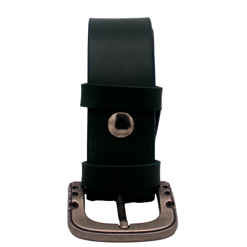 Ceinture artisanale en cuir Vert olive 4 cm...