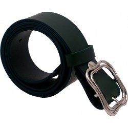 Ceinture artisanale en cuir Vert olive 4 cm boucle double 52 2