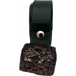 Ceinture artisanale en cuir Vert olive 4 cm boucle Tête... 2