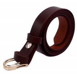 Ceinture Cognac 2,5 cm boucle Dorée arrondie 15 2