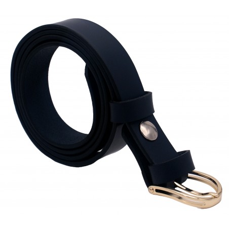 Ceinture Bleu marine 3 cm boucle dorée 15